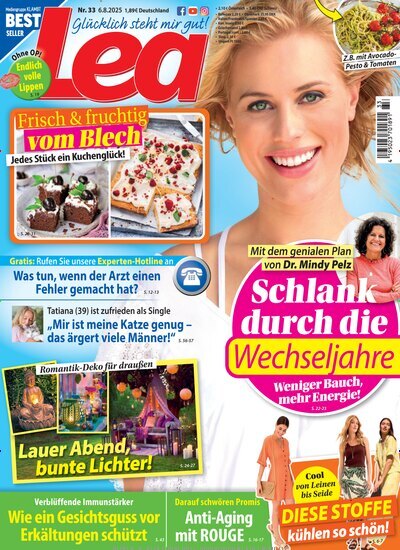 Titelbild der Ausgabe 33/2025 von Lea. Diese Zeitschrift und viele weitere Frauenzeitschriften als Abo oder epaper bei United Kiosk online kaufen.