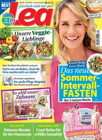 Titelbild der Ausgabe 35/2026 von Lea. Diese Zeitschrift und viele weitere Frauenzeitschriften als Abo oder epaper bei United Kiosk online kaufen.