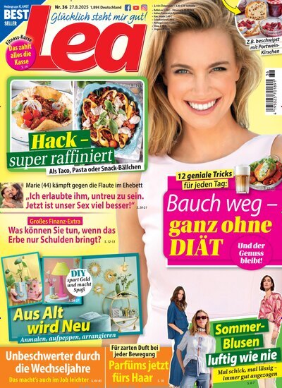 Titelbild der Ausgabe 36/2025 von Lea. Diese Zeitschrift und viele weitere Frauenzeitschriften als Abo oder epaper bei United Kiosk online kaufen.