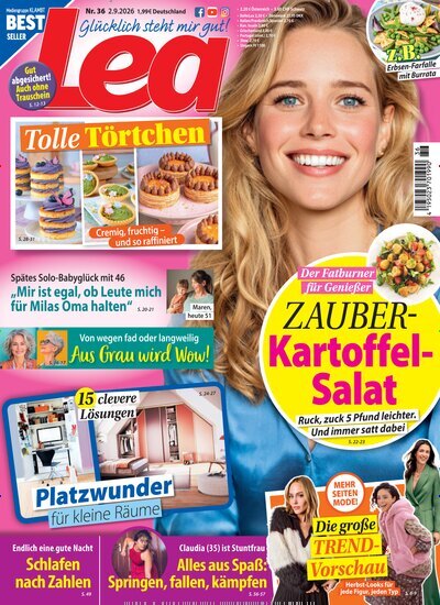 Titelbild der Ausgabe 36/2026 von Lea. Diese Zeitschrift und viele weitere Frauenzeitschriften als Abo oder epaper bei United Kiosk online kaufen.