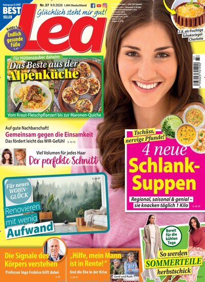 Titelbild der Ausgabe 37/2026 von Lea. Diese Zeitschrift und viele weitere Frauenzeitschriften als Abo oder epaper bei United Kiosk online kaufen.