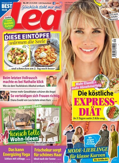 Titelbild der Ausgabe 39/2026 von Lea. Diese Zeitschrift und viele weitere Frauenzeitschriften als Abo oder epaper bei United Kiosk online kaufen.