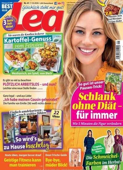 Titelbild der Ausgabe 41/2026 von Lea. Diese Zeitschrift und viele weitere Frauenzeitschriften als Abo oder epaper bei United Kiosk online kaufen.