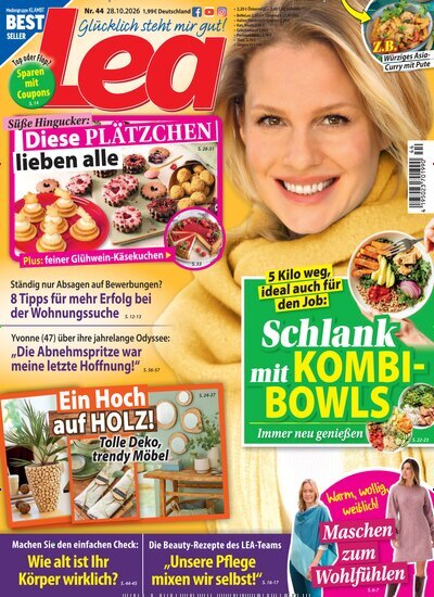 Titelbild der Ausgabe 44/2026 von Lea. Diese Zeitschrift und viele weitere Frauenzeitschriften als Abo oder epaper bei United Kiosk online kaufen.