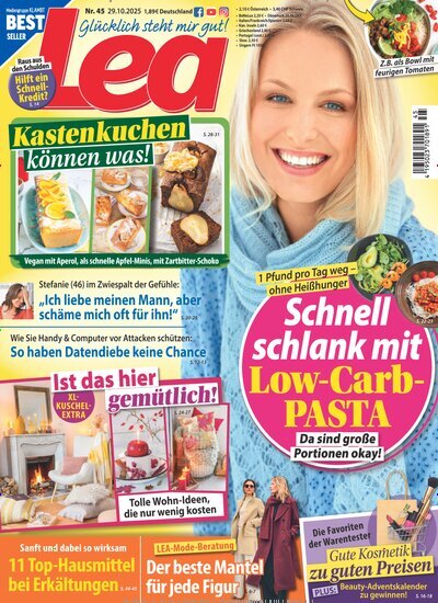 Titelbild der Ausgabe 45/2025 von Lea. Diese Zeitschrift und viele weitere Frauenzeitschriften als Abo oder epaper bei United Kiosk online kaufen.
