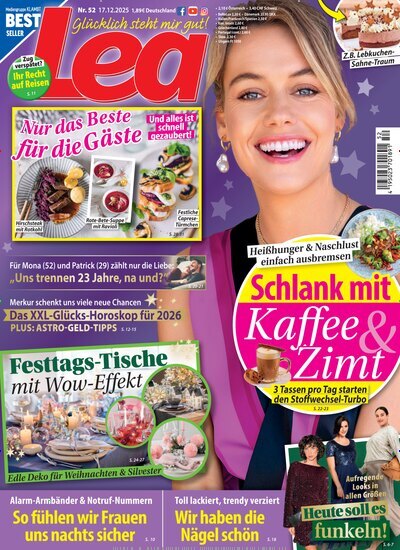 Titelbild der Ausgabe 52/2025 von Lea. Diese Zeitschrift und viele weitere Frauenzeitschriften als Abo oder epaper bei United Kiosk online kaufen.