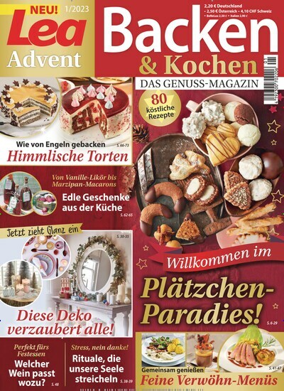 Titelbild der Ausgabe 1/2023 von Lea Backen & Kochen im Advent. Diese Zeitschrift und viele weitere Kochzeitschriften und Backzeitschriften als Abo oder epaper bei United Kiosk online kaufen.