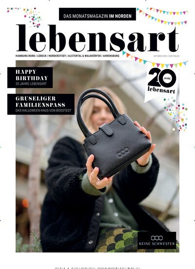 Titelbild der Ausgabe 10/2025 von lebensart - Hamburg Nord, Lübeck, Norderstedt, Ahrensburg. Diese Zeitschrift und viele weitere Lifestylemagazine und Peoplemagazine als Abo oder epaper bei United Kiosk online kaufen.