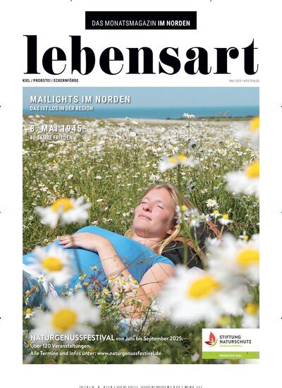Titelbild der Ausgabe 5/2025 von lebensart - Kiel, Probstei, Eckernförde. Diese Zeitschrift und viele weitere Lifestylemagazine und Peoplemagazine als Abo oder epaper bei United Kiosk online kaufen.