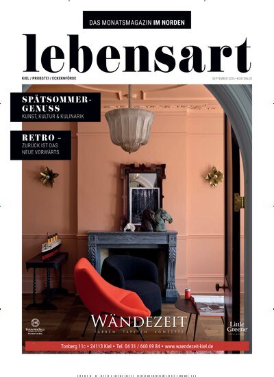 Titelbild der Ausgabe 9/2025 von lebensart - Kiel, Probstei, Eckernförde. Diese Zeitschrift und viele weitere Lifestylemagazine und Peoplemagazine als Abo oder epaper bei United Kiosk online kaufen.