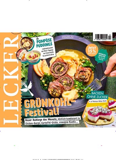 Titelbild der Ausgabe 2/2026 von Lecker. Diese Zeitschrift und viele weitere Kochzeitschriften und Backzeitschriften als Abo oder epaper bei United Kiosk online kaufen.