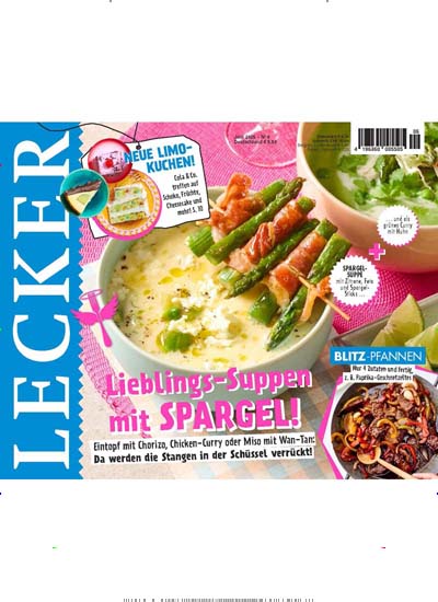 Titelbild der Ausgabe 6/2025 von Lecker. Diese Zeitschrift und viele weitere Kochzeitschriften und Backzeitschriften als Abo oder epaper bei United Kiosk online kaufen.