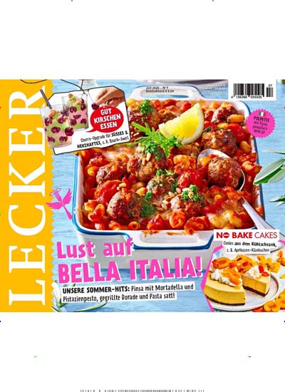 Titelbild der Ausgabe 7/2025 von Lecker. Diese Zeitschrift und viele weitere Kochzeitschriften und Backzeitschriften als Abo oder epaper bei United Kiosk online kaufen.