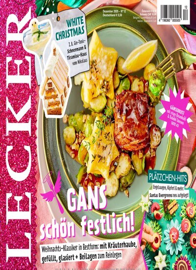Titelbild der Ausgabe 12/2025 von Lecker. Diese Zeitschrift und viele weitere Kochzeitschriften und Backzeitschriften als Abo oder epaper bei United Kiosk online kaufen.