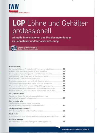 Titelbild der Ausgabe 4/2021 von LGP Löhne und Gehälter professionell. Diese Zeitschrift und viele weitere Businessmagazine als Abo oder epaper bei United Kiosk online kaufen.