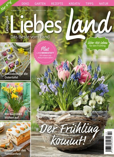 Titelbild der Ausgabe 2/2024 von Liebes Land. Diese Zeitschrift und viele weitere Gartenzeitschriften und Wohnzeitschriften als Abo oder epaper bei United Kiosk online kaufen.