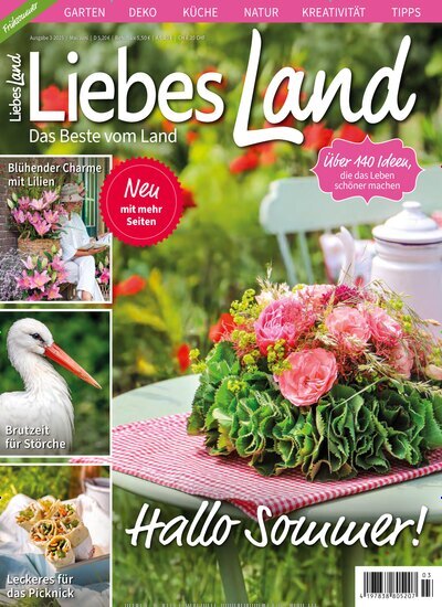 Titelbild der Ausgabe 3/2025 von Liebes Land. Diese Zeitschrift und viele weitere Gartenzeitschriften und Wohnzeitschriften als Abo oder epaper bei United Kiosk online kaufen.