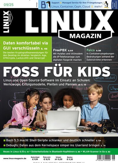 Titelbild der Ausgabe 9/2025 von Linux Magazin. Diese Zeitschrift und viele weitere Computerzeitschriften, Tabletmagazine und Smartphonemagazine als Abo oder epaper bei United Kiosk online kaufen.