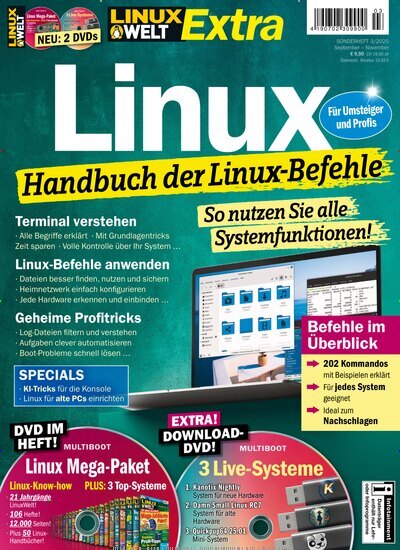 Titelbild der Ausgabe 3/2025 von LinuxWelt Extra. Diese Zeitschrift und viele weitere Computerzeitschriften, Tabletmagazine und Smartphonemagazine als Abo oder epaper bei United Kiosk online kaufen.
