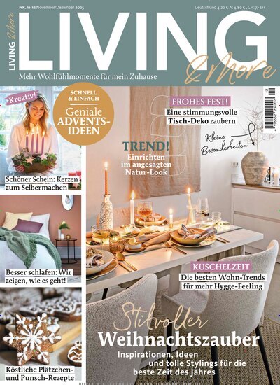 Titelbild der Ausgabe 12/2025 von Living & More. Diese Zeitschrift und viele weitere Gartenzeitschriften und Wohnzeitschriften als Abo oder epaper bei United Kiosk online kaufen.