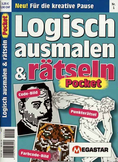 Logisch ausmalen & rästeln Pocket aktuelles Titelbild Ausgabe 1/2016 Aktuelles Titelbild von Logisch ausmalen & rästeln Pocket. In der Ausgabe 1/2016 geht es um die Themen: Neu; Für die kreative Pause, Code-Bild, Punkterätsel, Farbcode-Bild. Lesen Sie gerne Groschenromane und Rätselhefte? Dann empfehlen wir Ihnen Logisch ausmalen & rästeln Pocket als Abo oder Geschenkabo.