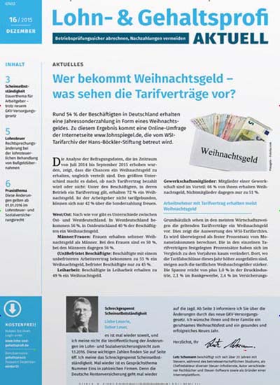 Titelbild der Ausgabe 16/2015 von Lohn- und GehaltsPROFI aktuell. Diese Zeitschrift und viele weitere Businessmagazine als Abo oder epaper bei United Kiosk online kaufen.