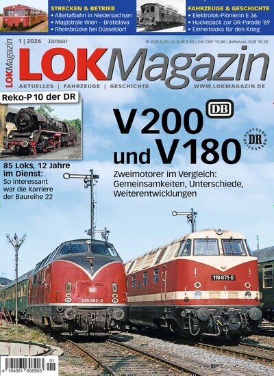 Titelbild der Ausgabe 1/2026 von LOK Magazin. Diese Zeitschrift und viele weitere Reisemagazine, Freizeitmagazine und Wissensmagazine als Abo oder epaper bei United Kiosk online kaufen.
