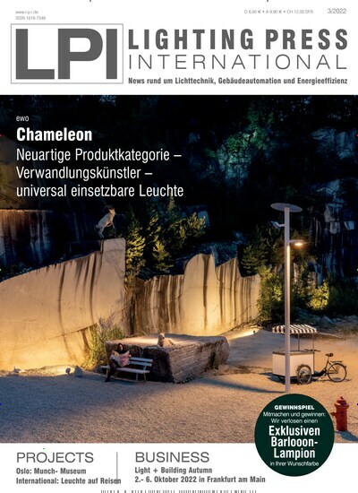 Titelbild der Ausgabe 3/2022 von LPi Lighting Press International. Diese Zeitschrift und viele weitere Architekturzeitschriften und Bauzeitschriften als Abo oder epaper bei United Kiosk online kaufen.