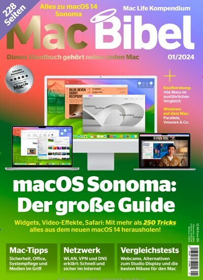 Titelbild der Ausgabe 1/2024 von Mac Bibel. Diese Zeitschrift und viele weitere Computerzeitschriften, Tabletmagazine und Smartphonemagazine als Abo oder epaper bei United Kiosk online kaufen.