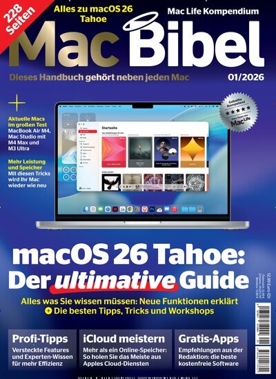 Titelbild der Ausgabe 1/2026 von Mac Bibel. Diese Zeitschrift und viele weitere Computerzeitschriften, Tabletmagazine und Smartphonemagazine als Abo oder epaper bei United Kiosk online kaufen.