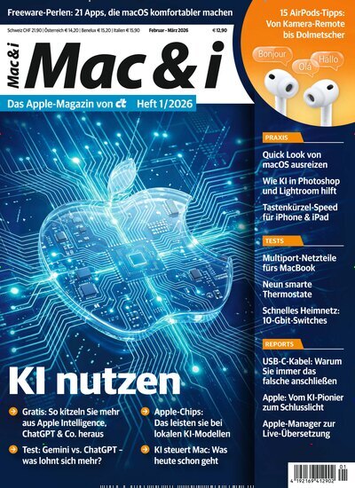 Titelbild der Ausgabe 1/2026 von Mac & i. Diese Zeitschrift und viele weitere Computerzeitschriften, Tabletmagazine und Smartphonemagazine als Abo oder epaper bei United Kiosk online kaufen.