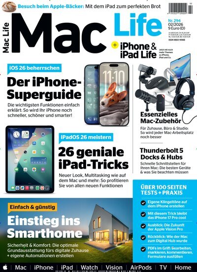 Titelbild der Ausgabe 2/2026 von Mac Life. Diese Zeitschrift und viele weitere Computerzeitschriften, Tabletmagazine und Smartphonemagazine als Abo oder epaper bei United Kiosk online kaufen.