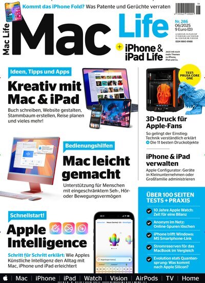 Titelbild der Ausgabe 6/2025 von Mac Life. Diese Zeitschrift und viele weitere Computerzeitschriften, Tabletmagazine und Smartphonemagazine als Abo oder epaper bei United Kiosk online kaufen.