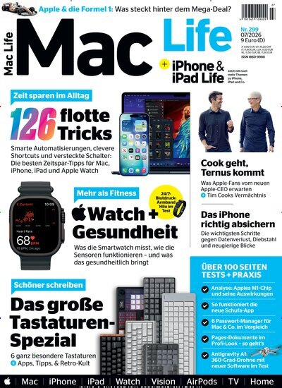 Titelbild der Ausgabe 7/2026 von Mac Life. Diese Zeitschrift und viele weitere Computerzeitschriften, Tabletmagazine und Smartphonemagazine als Abo oder epaper bei United Kiosk online kaufen.