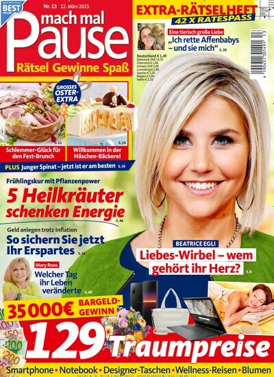 Titelbild der Ausgabe 13/2023 von mach mal Pause. Diese Zeitschrift und viele weitere Frauenzeitschriften als Abo oder epaper bei United Kiosk online kaufen.