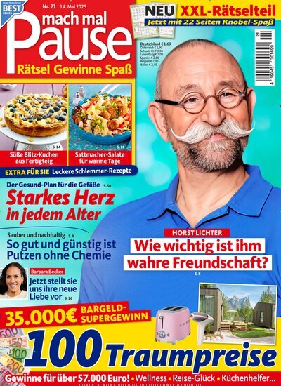 Titelbild der Ausgabe 21/2025 von mach mal Pause. Diese Zeitschrift und viele weitere Frauenzeitschriften als Abo oder epaper bei United Kiosk online kaufen.