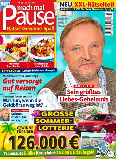 Titelbild der Ausgabe 25/2025 von mach mal Pause. Diese Zeitschrift und viele weitere Frauenzeitschriften als Abo oder epaper bei United Kiosk online kaufen.