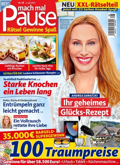 Titelbild der Ausgabe 28/2025 von mach mal Pause. Diese Zeitschrift und viele weitere Frauenzeitschriften als Abo oder epaper bei United Kiosk online kaufen.