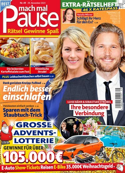 Titelbild der Ausgabe 49/2023 von mach mal Pause. Diese Zeitschrift und viele weitere Frauenzeitschriften als Abo oder epaper bei United Kiosk online kaufen.