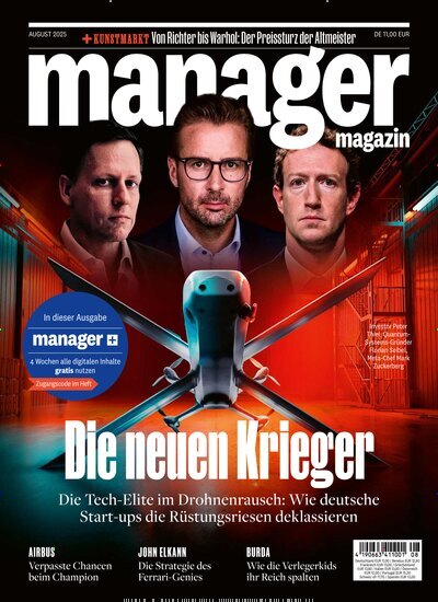 Titelbild der Ausgabe 8/2025 von manager magazin. Diese Zeitschrift und viele weitere Wirtschaftsmagazine und Politikmagazine als Abo oder epaper bei United Kiosk online kaufen.