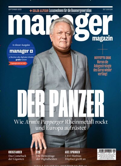 Titelbild der Ausgabe 9/2025 von manager magazin. Diese Zeitschrift und viele weitere Wirtschaftsmagazine und Politikmagazine als Abo oder epaper bei United Kiosk online kaufen.