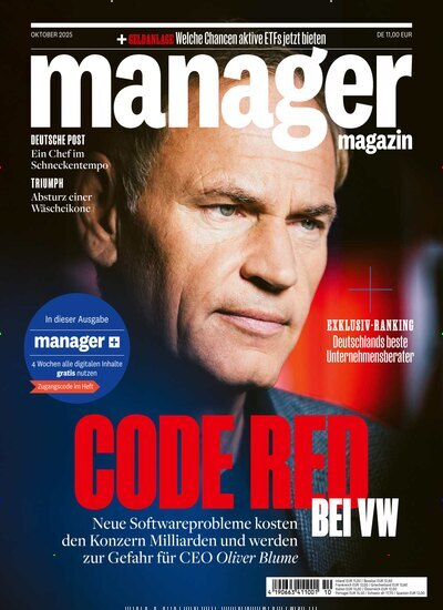 Titelbild der Ausgabe 10/2025 von manager magazin. Diese Zeitschrift und viele weitere Wirtschaftsmagazine und Politikmagazine als Abo oder epaper bei United Kiosk online kaufen.