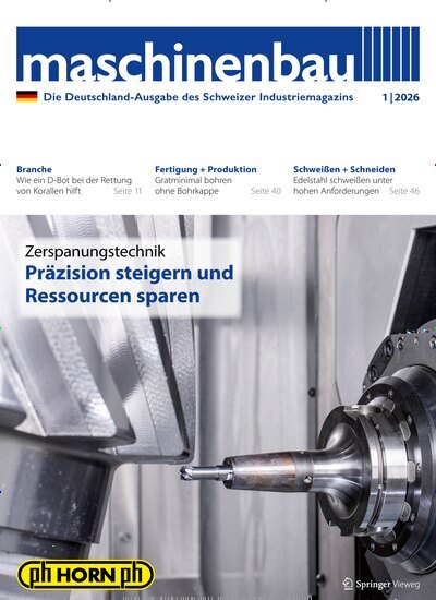 Titelbild der Ausgabe 1/2026 von maschinenbau. Diese Zeitschrift und viele weitere Industriemagazine und Handwerkmagazine als Abo oder epaper bei United Kiosk online kaufen.