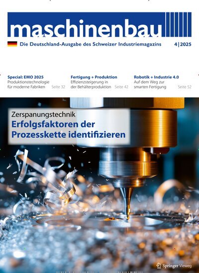 Titelbild der Ausgabe 4/2025 von maschinenbau. Diese Zeitschrift und viele weitere Industriemagazine und Handwerkmagazine als Abo oder epaper bei United Kiosk online kaufen.