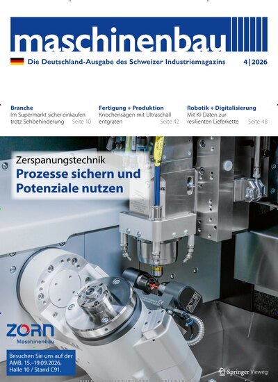 Titelbild der Ausgabe 4/2026 von maschinenbau. Diese Zeitschrift und viele weitere Industriemagazine und Handwerkmagazine als Abo oder epaper bei United Kiosk online kaufen.