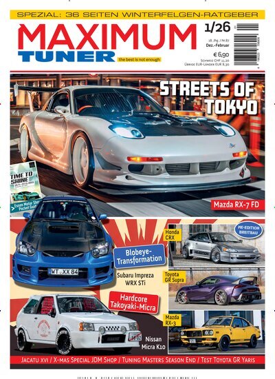 Titelbild der Ausgabe 1/2026 von Maximum Tuner. Diese Zeitschrift und viele weitere Automagazine und Motorradzeitschriften als Abo oder epaper bei United Kiosk online kaufen.