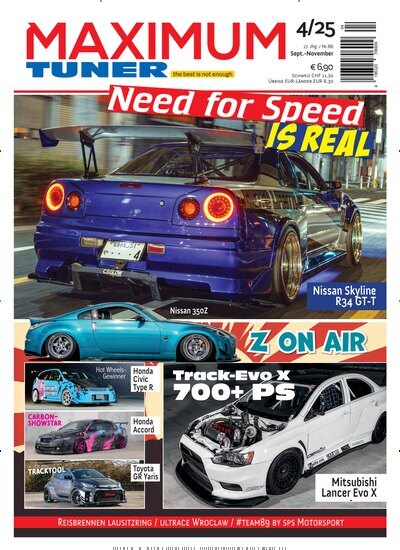 Titelbild der Ausgabe 4/2025 von Maximum Tuner. Diese Zeitschrift und viele weitere Automagazine und Motorradzeitschriften als Abo oder epaper bei United Kiosk online kaufen.