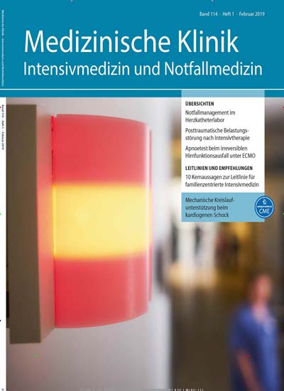 Titelbild der Ausgabe 11401/2019 von Medizinische Klinik - Intensivmedizin und Notfallmedizin. Diese Zeitschrift und viele weitere Pflegezeitschriften und medizinische Fachzeitschriften als Abo oder epaper bei United Kiosk online kaufen.