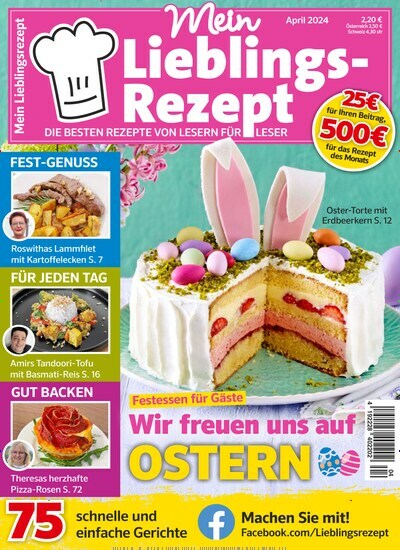 Titelbild der Ausgabe 4/2024 von Mein Lieblings-Rezept. Diese Zeitschrift und viele weitere Kochzeitschriften und Backzeitschriften als Abo oder epaper bei United Kiosk online kaufen.