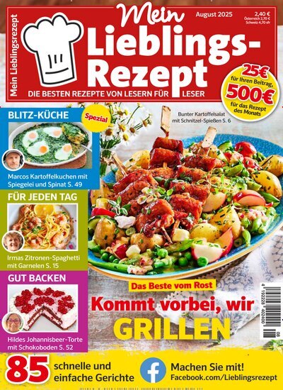 Titelbild der Ausgabe 8/2025 von Mein Lieblings-Rezept. Diese Zeitschrift und viele weitere Kochzeitschriften und Backzeitschriften als Abo oder epaper bei United Kiosk online kaufen.